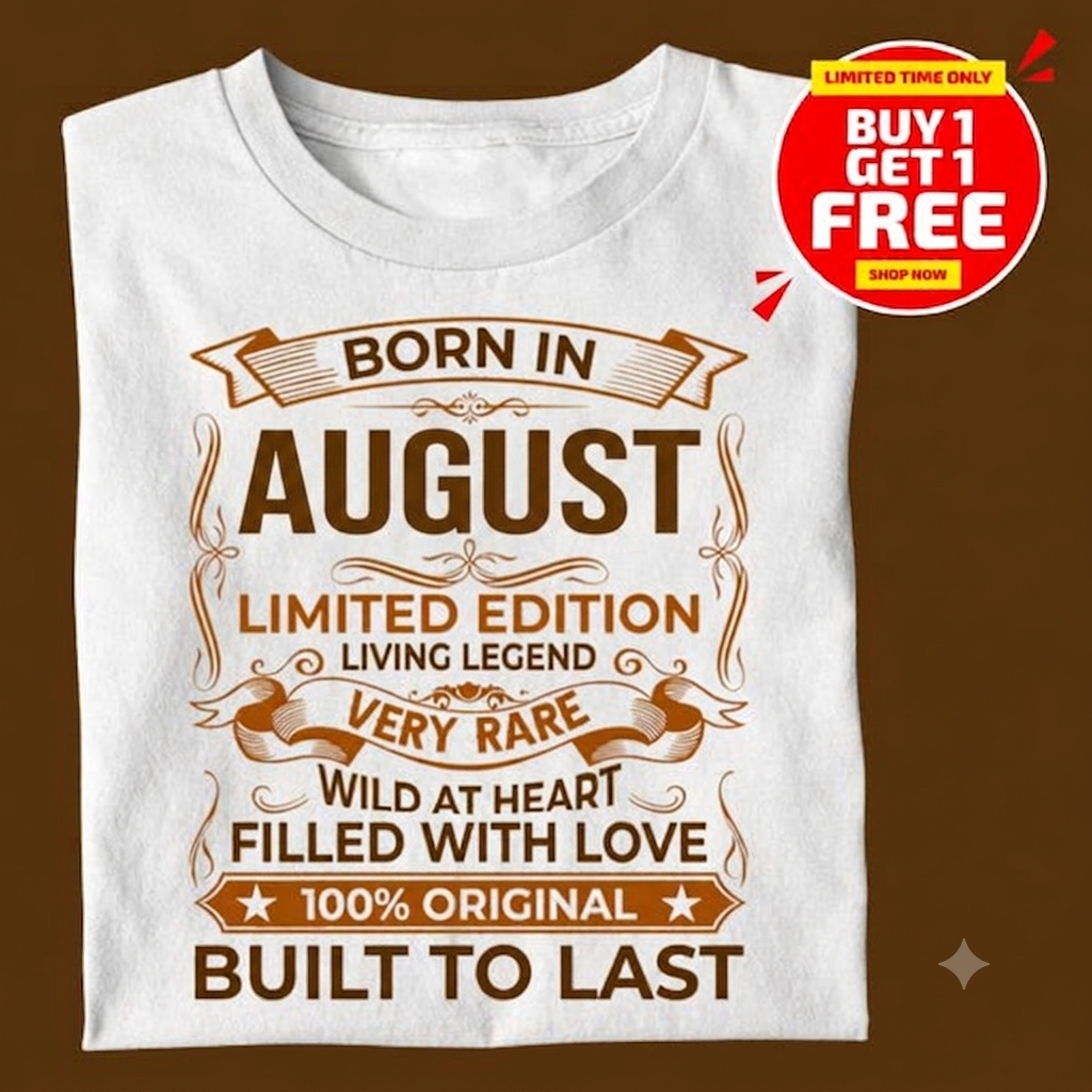 BORN IN AUGUST LIMITED EDITION TSHIRT BUY 1 GET 1 FREE